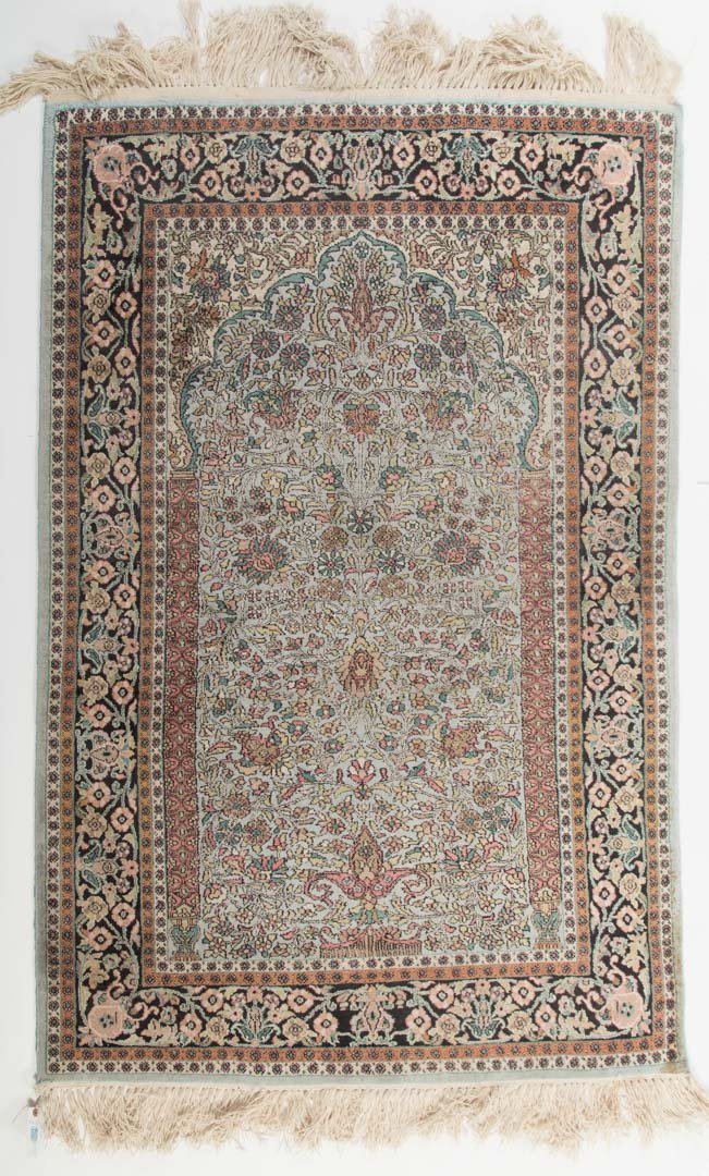 Silk Kashmir prayer rug, approx. 4 x 6 (1 of 2)