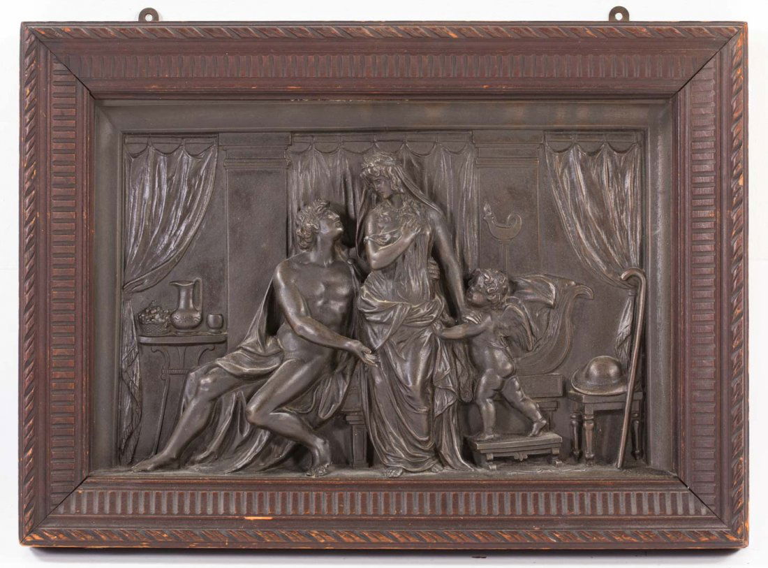 Classical style spelter plaque Venus and Adonis (1 of 4)