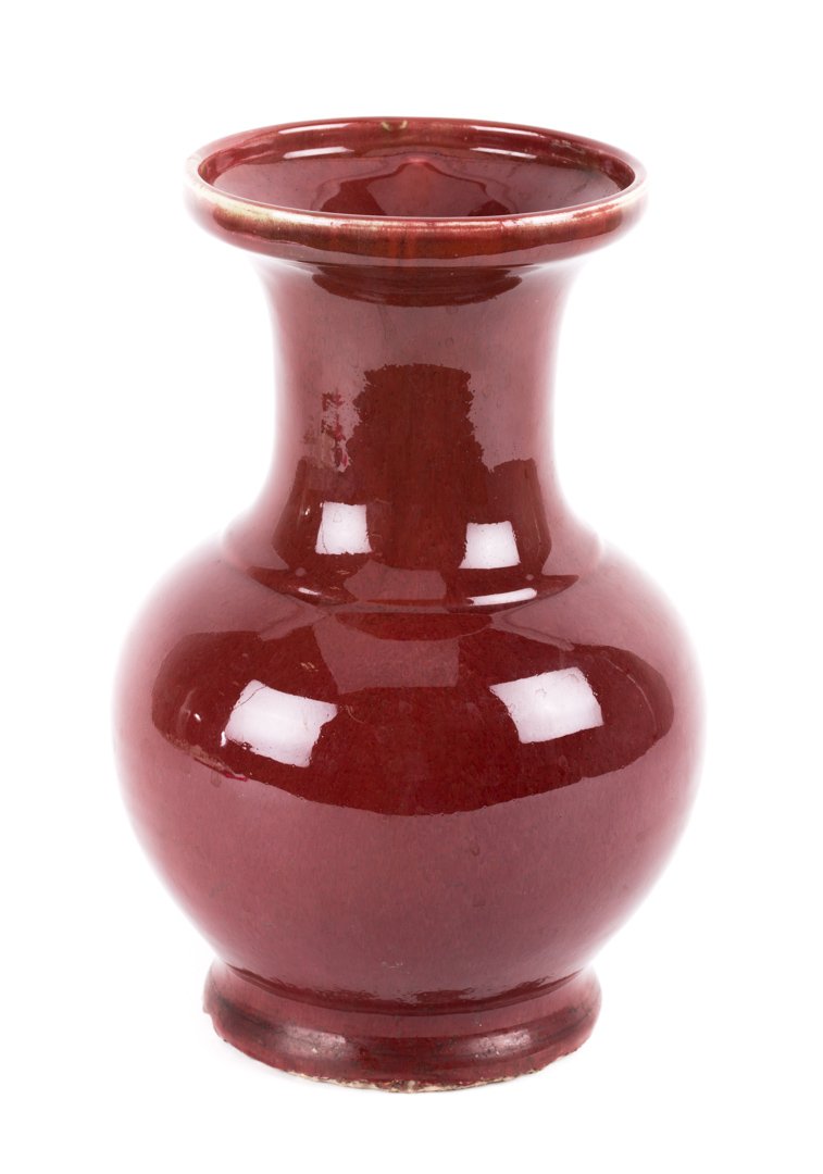 Chinese Sang de Boeuf porcelain vase: 11 1/2 in. H.