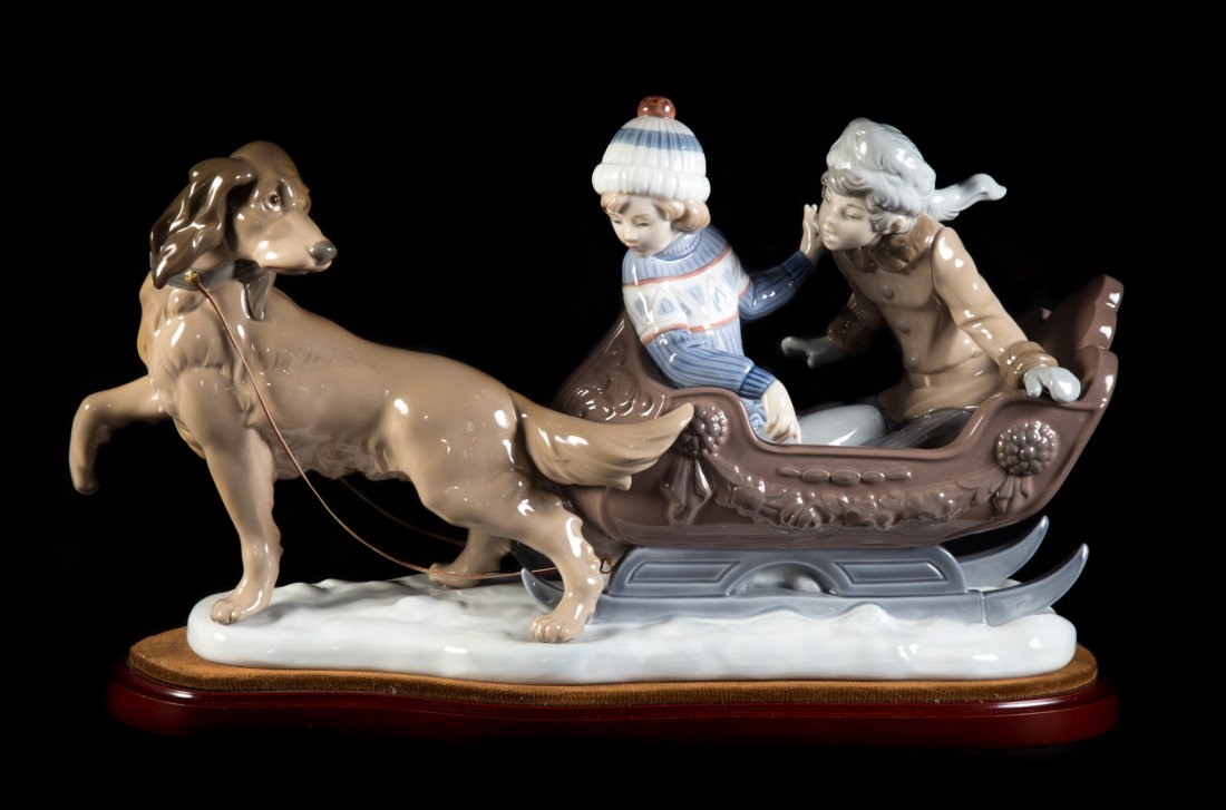 Lladro porcelain group: Sleigh Ride (1 of 4)