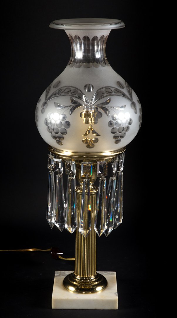 American brass and marble astral lamp (1 of 2)