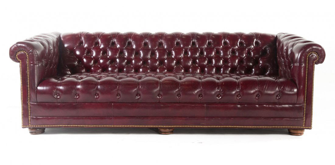 Button upholstered leather Chesterfield sofa (1 of 2)