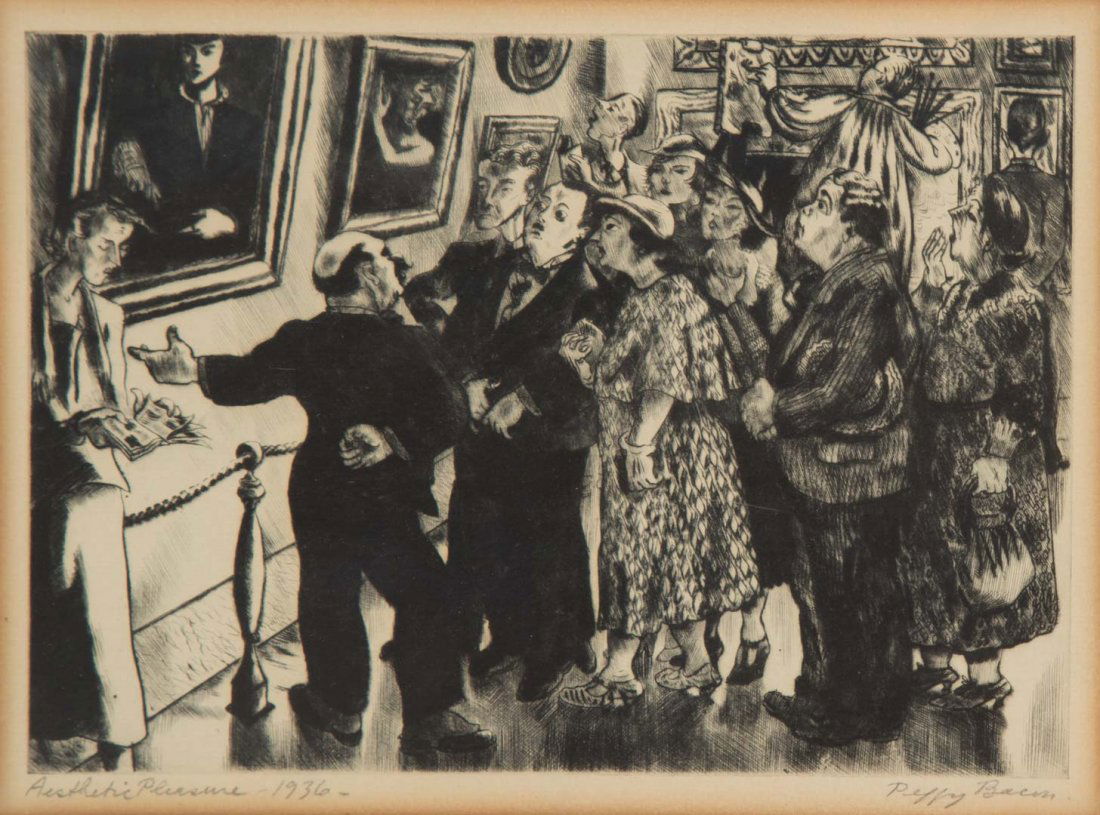 Peggy Bacon. "Aesthetic Pleasure," drypoint (1 of 4)