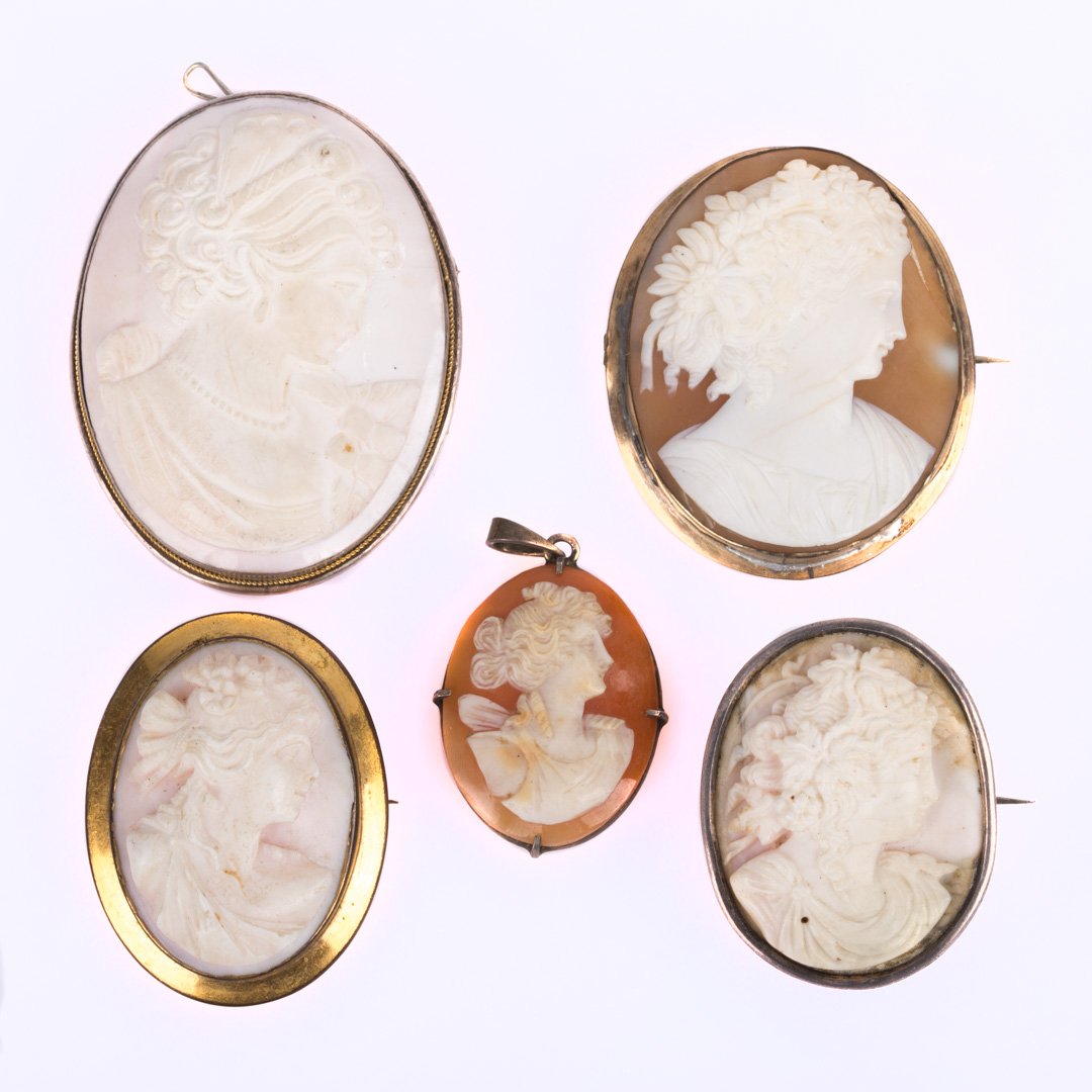 An Assortment of Hand Carved Cameo Brooches (1 of 4)