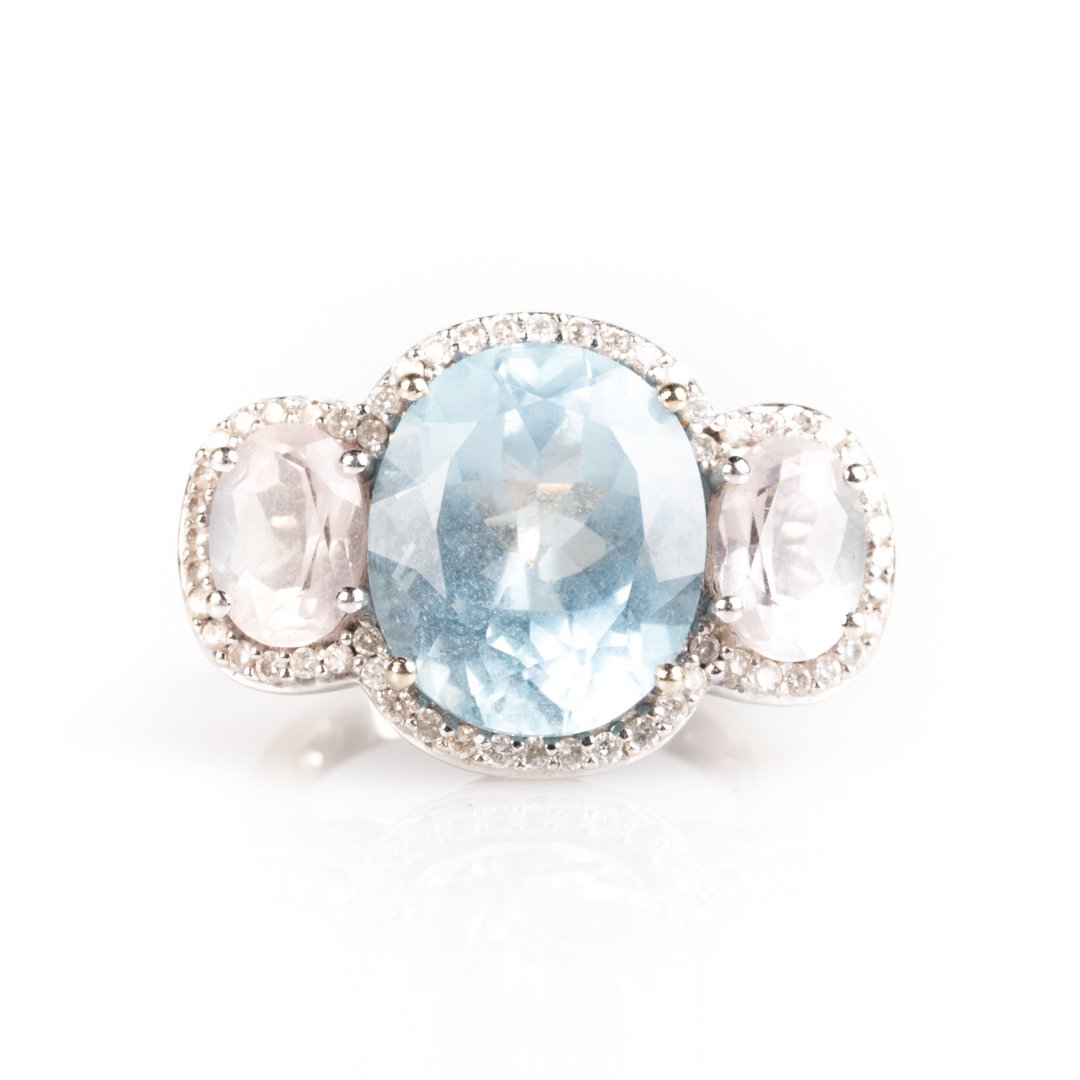 A Lady's White Gold Topaz & Diamond Ring (1 of 4)