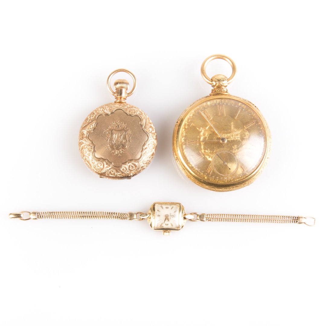 Two Pocket Watches & a Lady's Omega Watch in 14K (1 of 7)