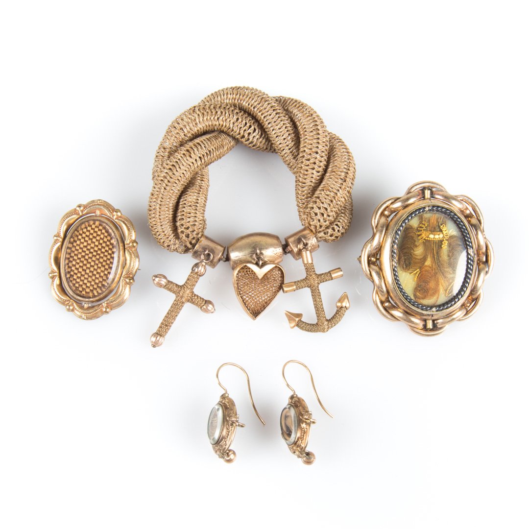An Assortment of Hair Mourning Jewelry (1 of 4)