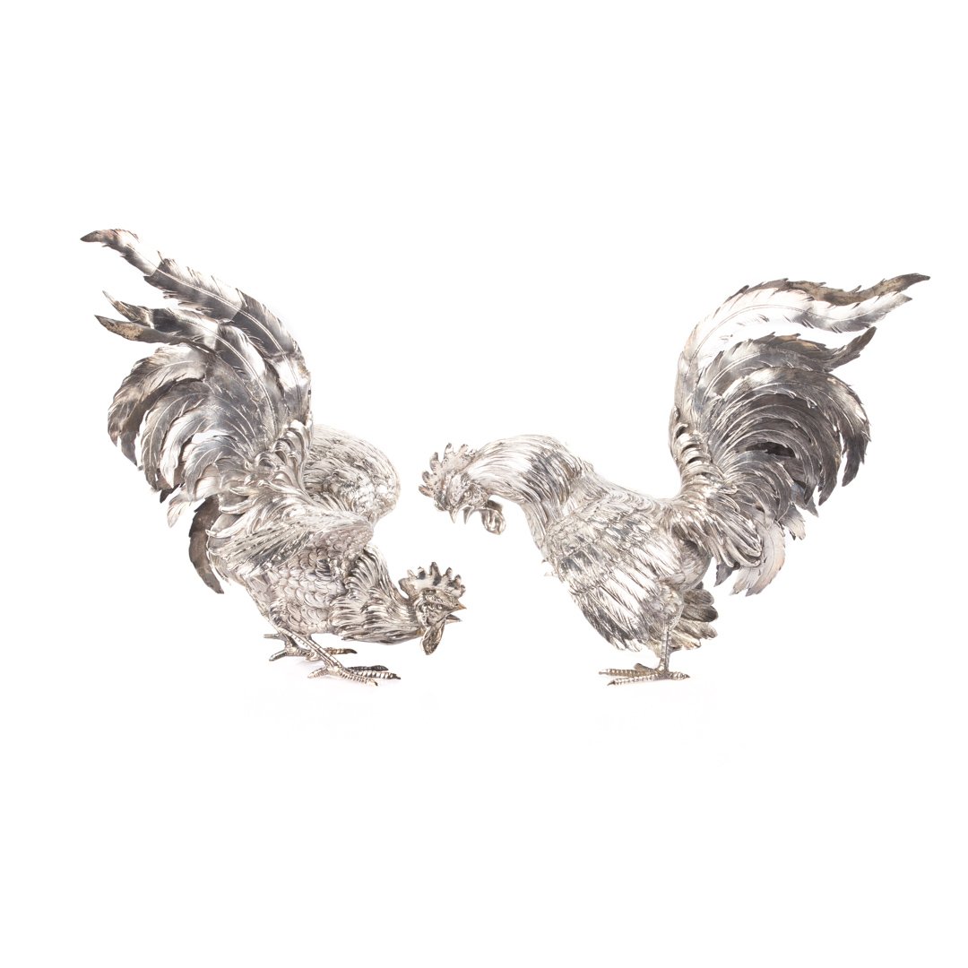 Pair of Neresheimer silver rooster figurines (1 of 9)