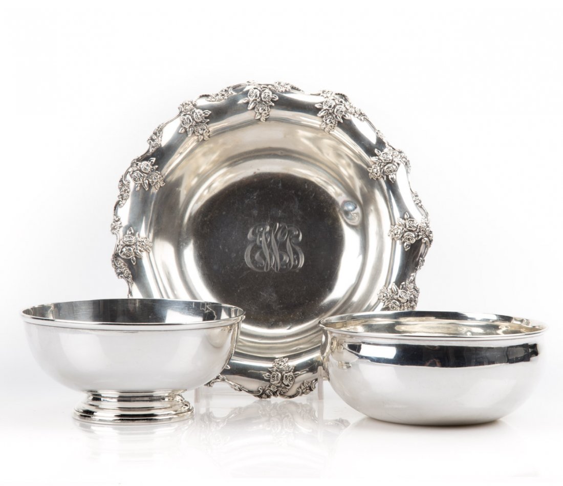 A trio of American sterling silver serving bowls (1 of 4)