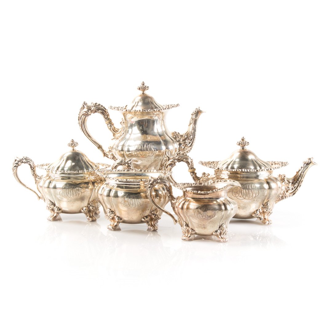 Victorian sterling silver 5-pc coffee & tea set (1 of 8)