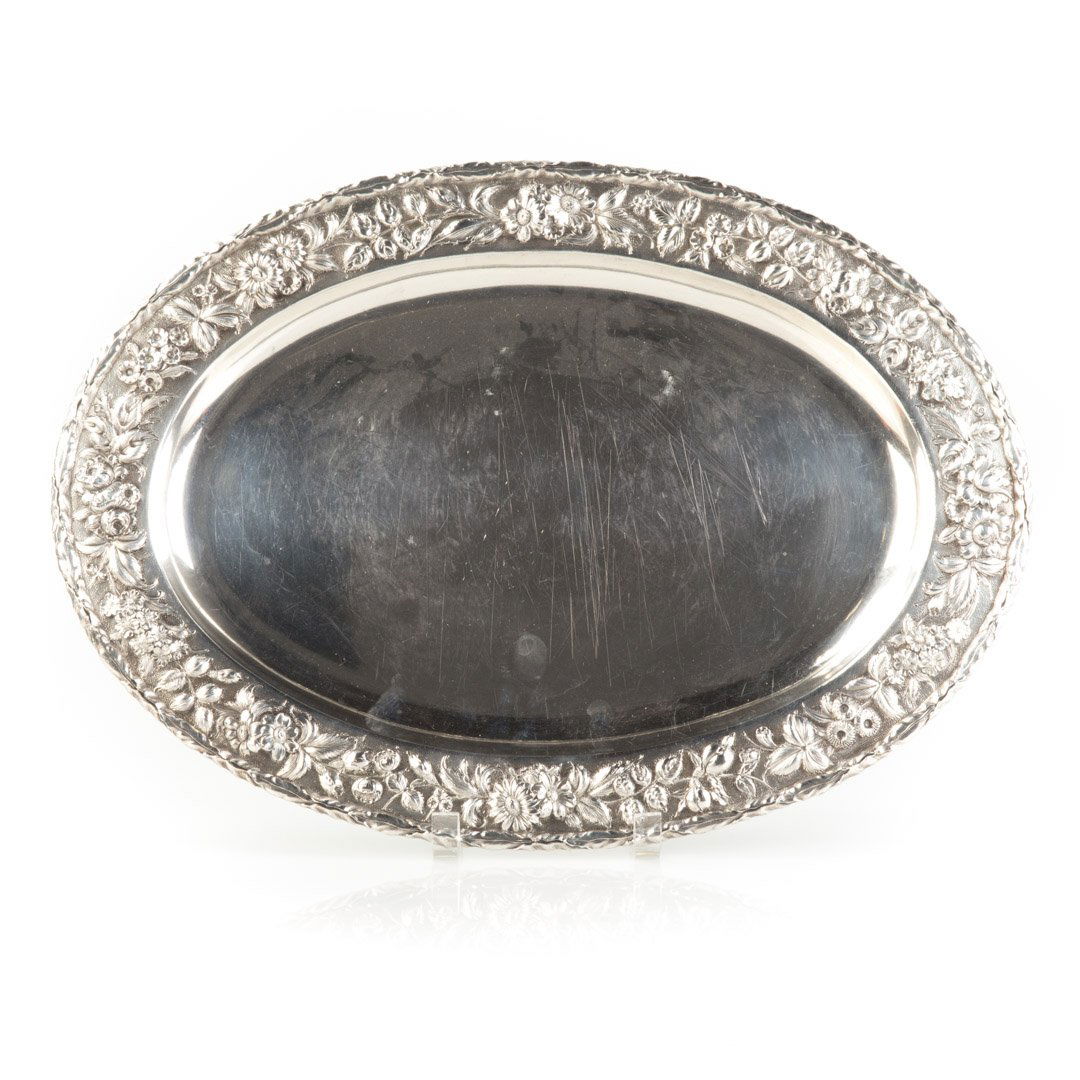 Kirk repousse sterling silver oval meat platter (1 of 5)
