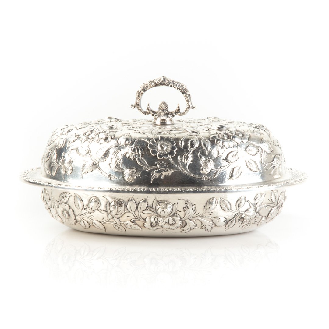 Fine Kirk repousse sterling covered vegetable dish (1 of 6)