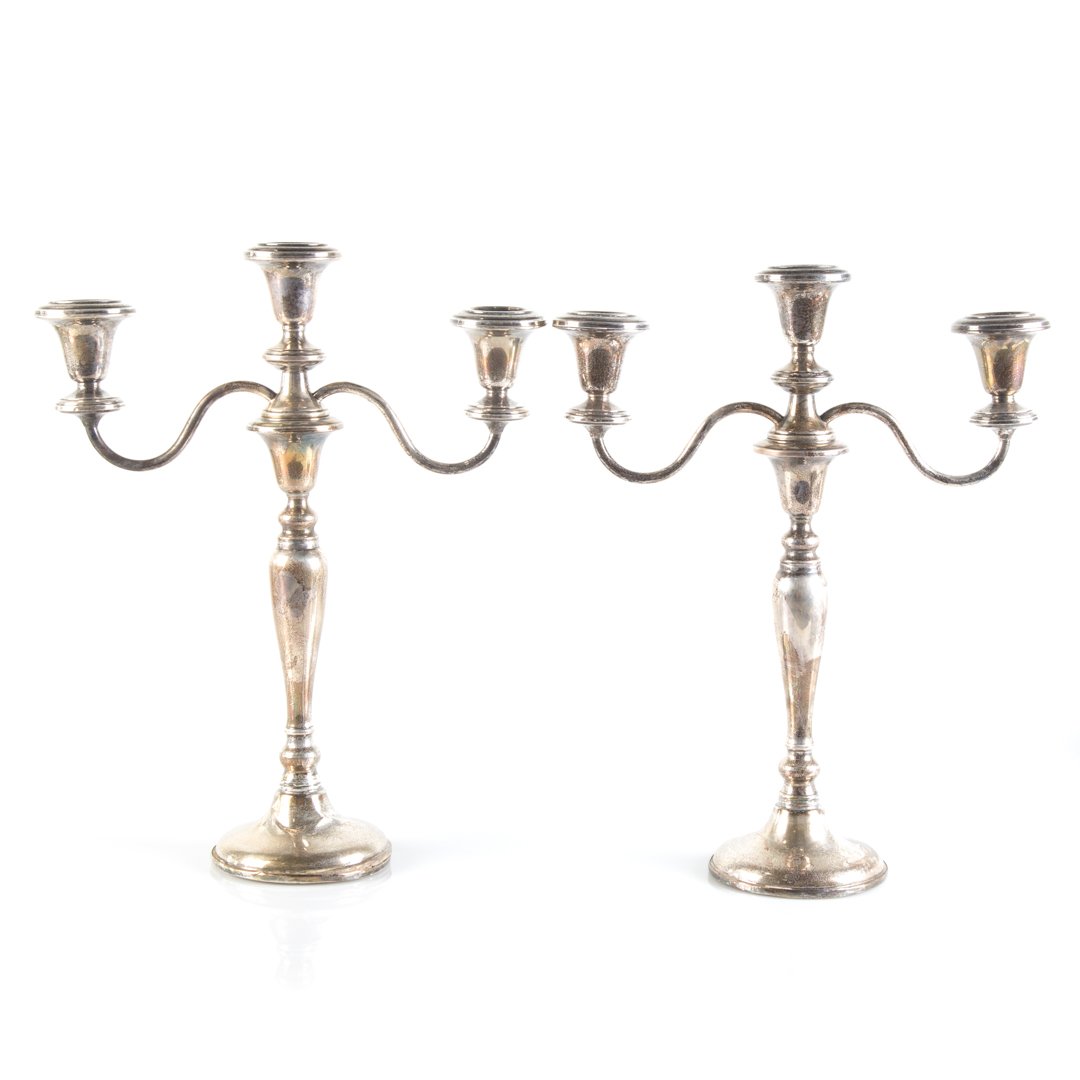 Pair of weighted sterling 3-light candelabra (1 of 5)
