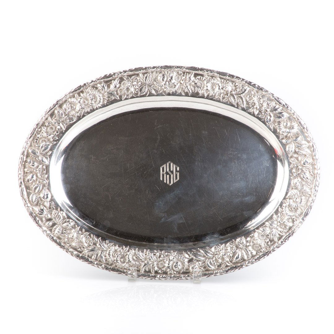 Kirk repousse sterling silver oval meat platter (1 of 5)