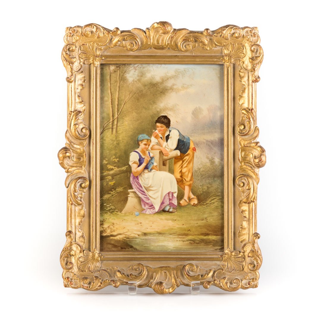 French painted porcelain framed plaque (1 of 3)