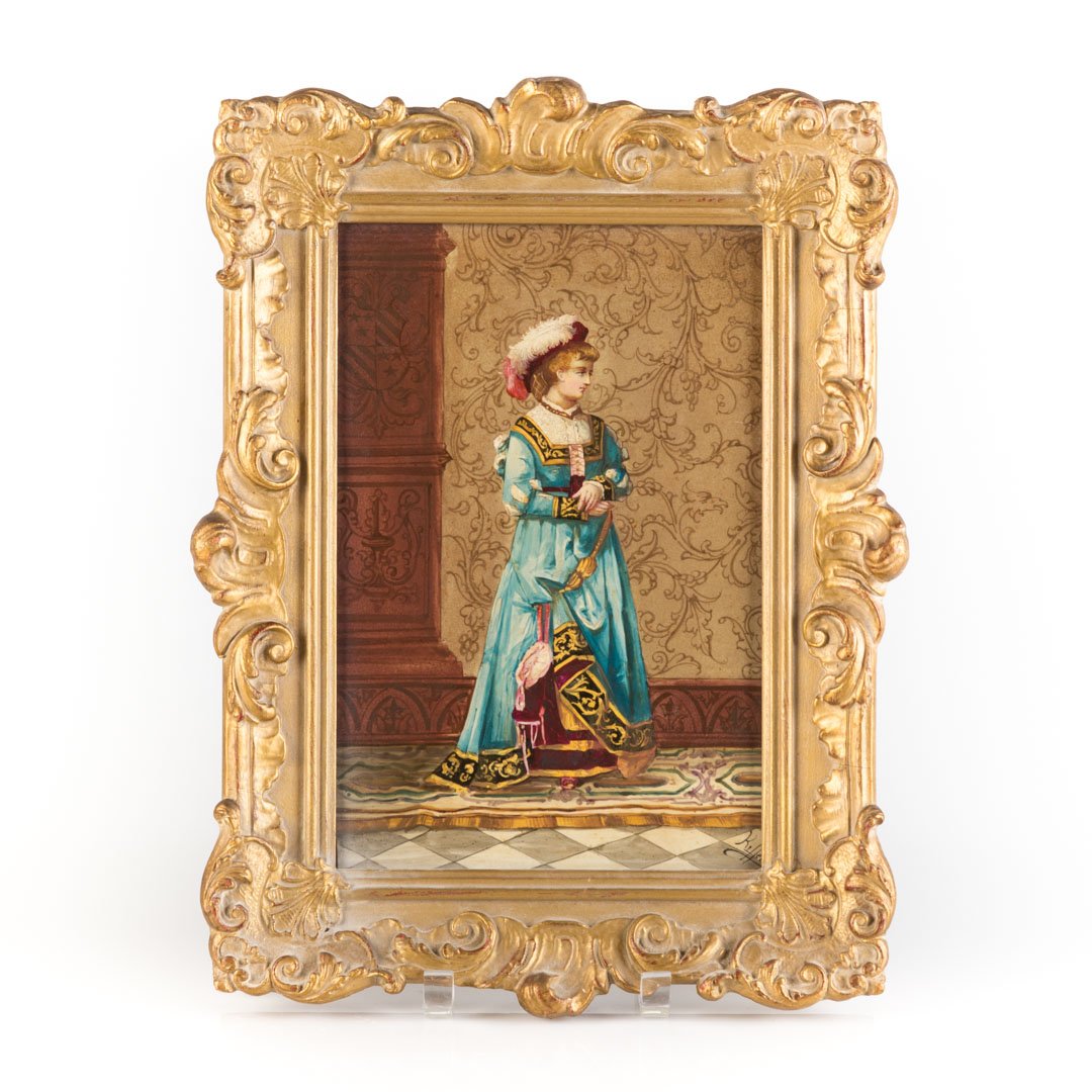 Continental paint transfer framed porcelain plaque (1 of 4)