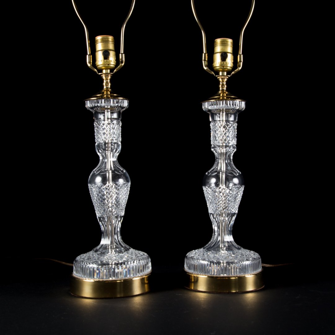 Pair Waterford crystal candlestick lamps (1 of 2)