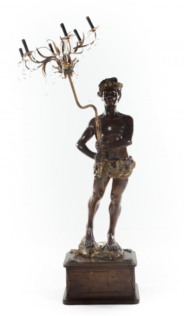 Baroque style painted parcel-gilt blackamoor (1 of 6)