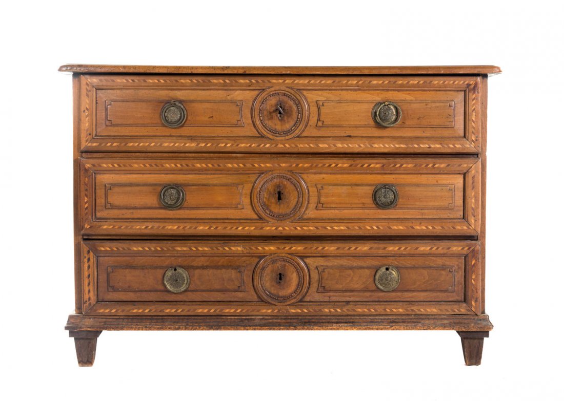 German walnut inlaid chest (1 of 7)