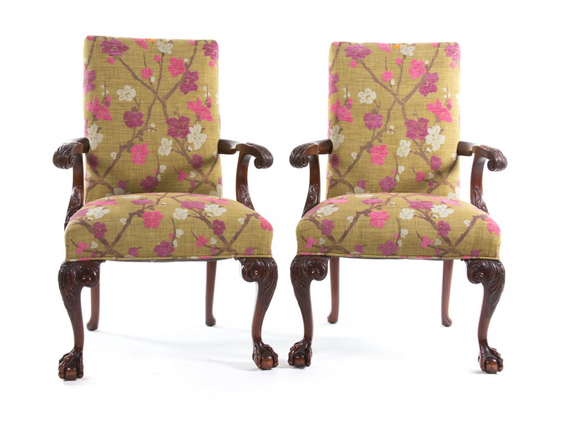 Pair of George III style mahogany arm chairs (1 of 3)