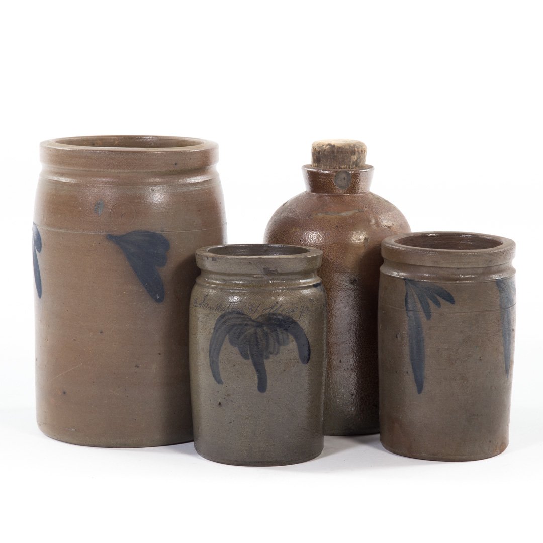 4 American salt glazed stoneware storage crocks (1 of 7)