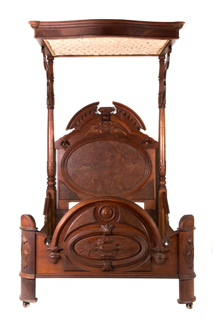 Elizabethan Revival walnut half tester bed (1 of 5)