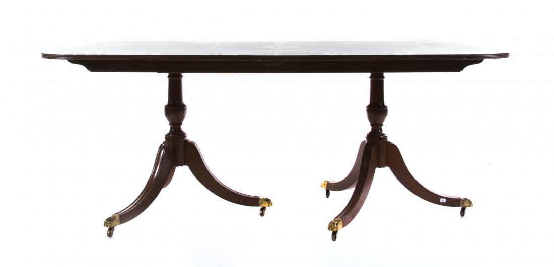 George III style mahogany pedestal dining table (1 of 5)
