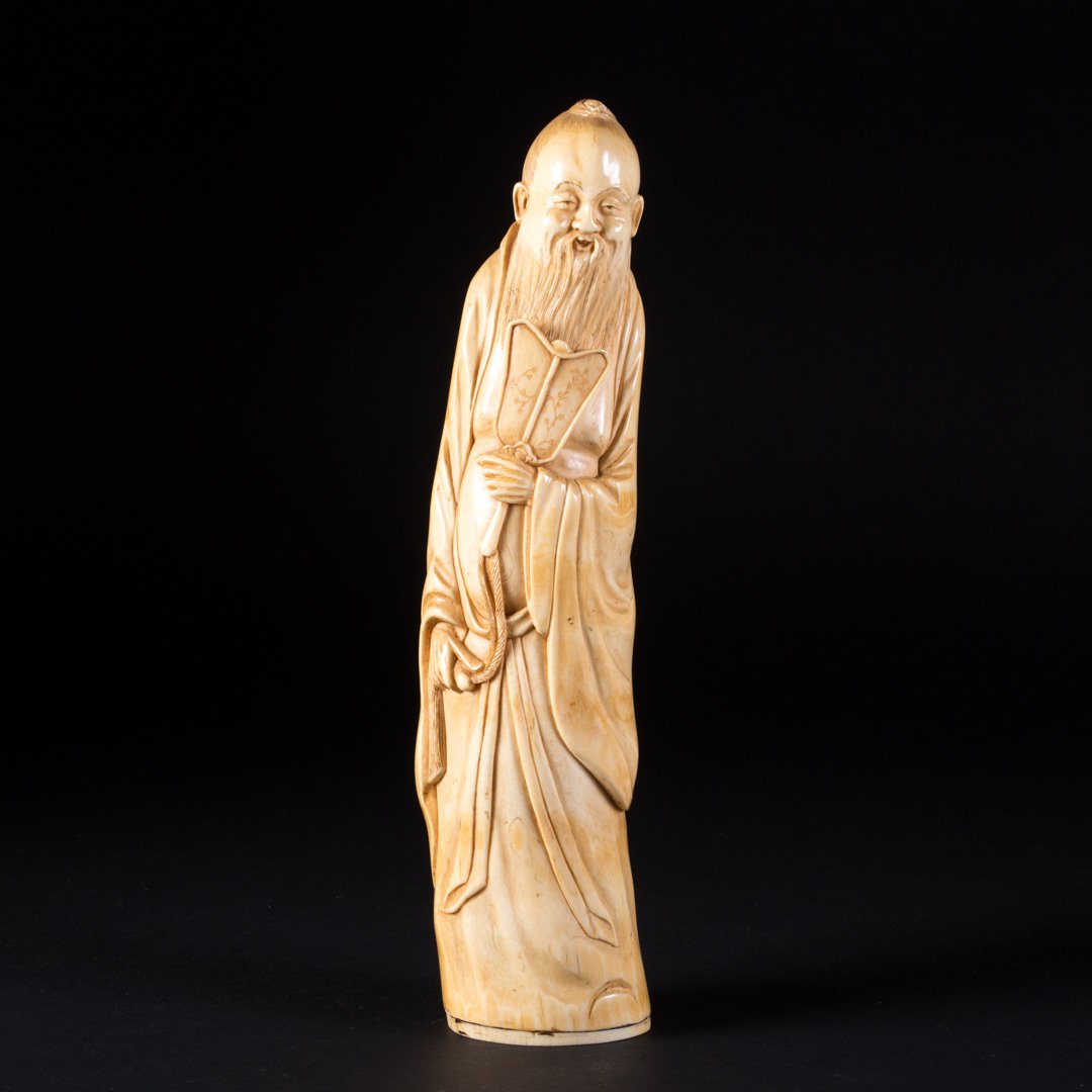 Japanese carved ivory elder (1 of 5)