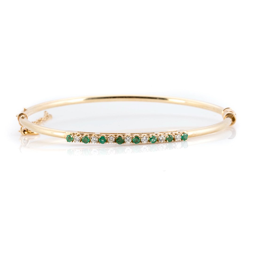An Emerald & Diamond Bangle and Pendant in 14K (1 of 4)