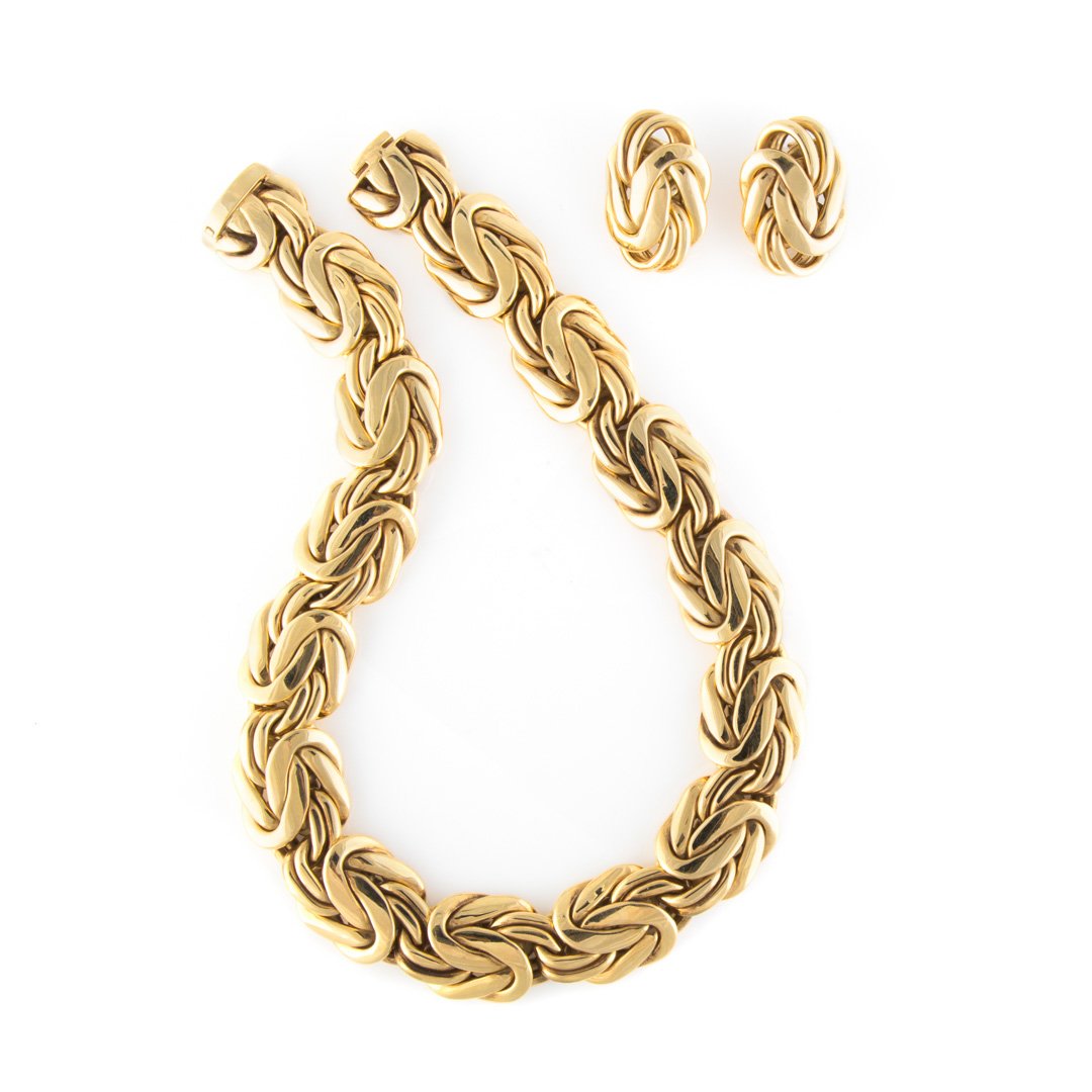 A Solid 18K Wide Necklace & Earring Set (1 of 5)