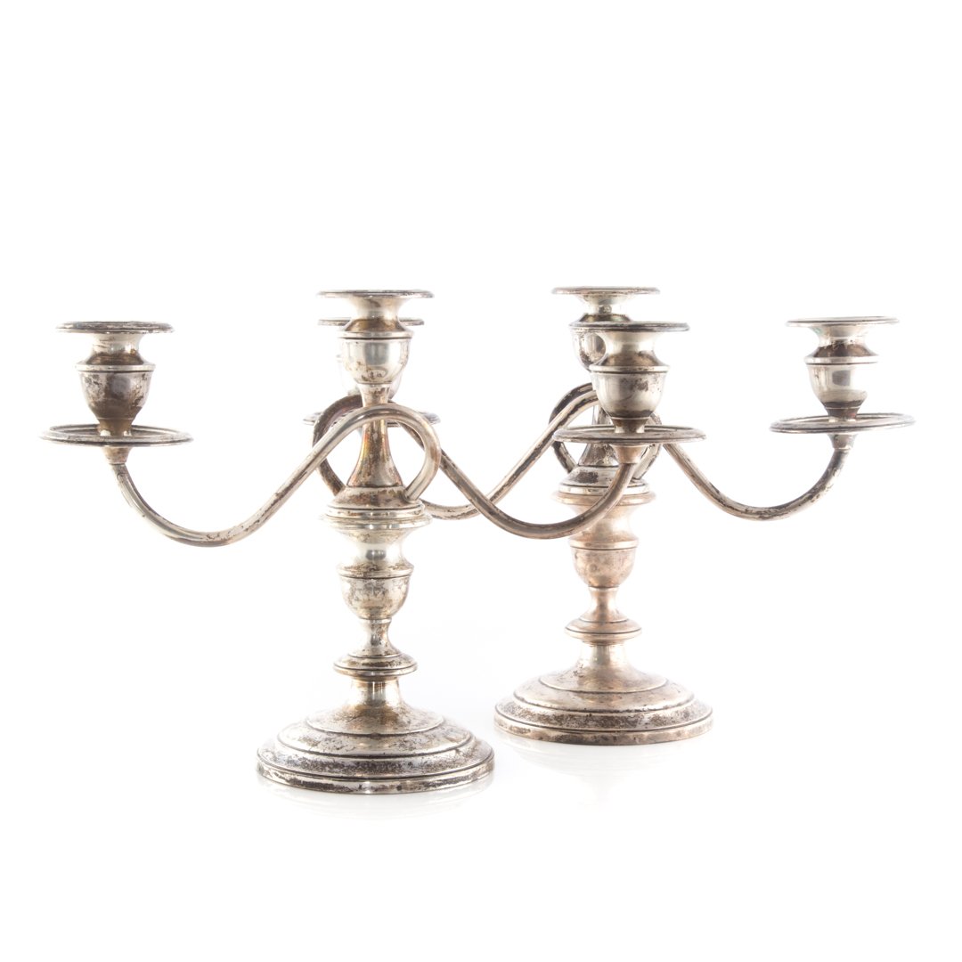 Pair of weighted sterling 3-light candelabra (1 of 4)
