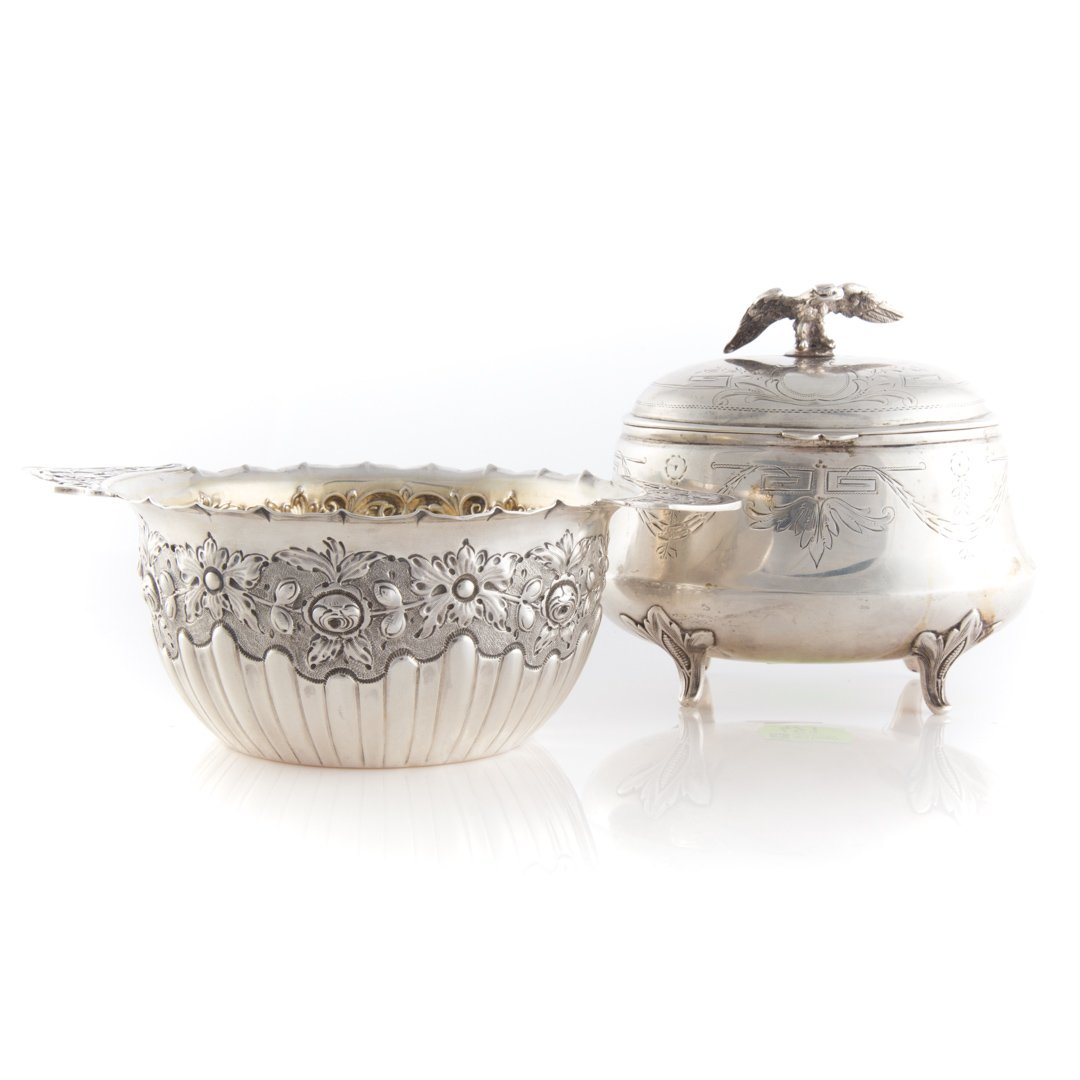 Continental silver tea caddy and waste bowl (1 of 6)