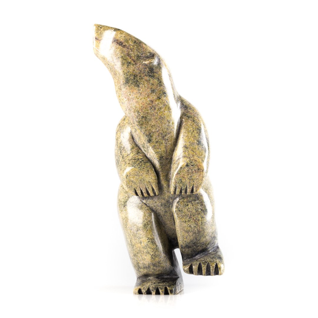 Inuit carved serpentine stone dancing bear (1 of 3)