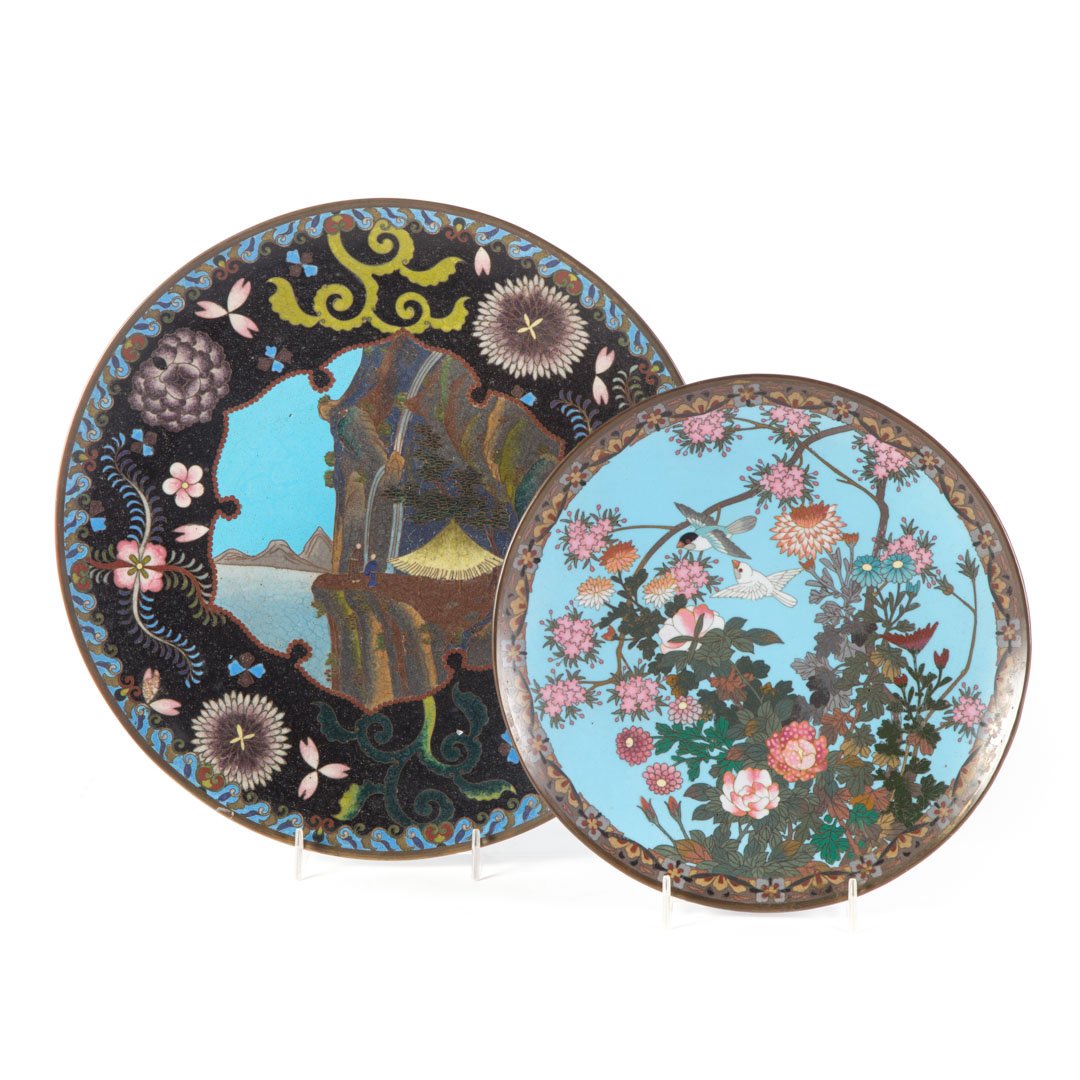 Two Chinese cloisonne enamel plates (1 of 5)