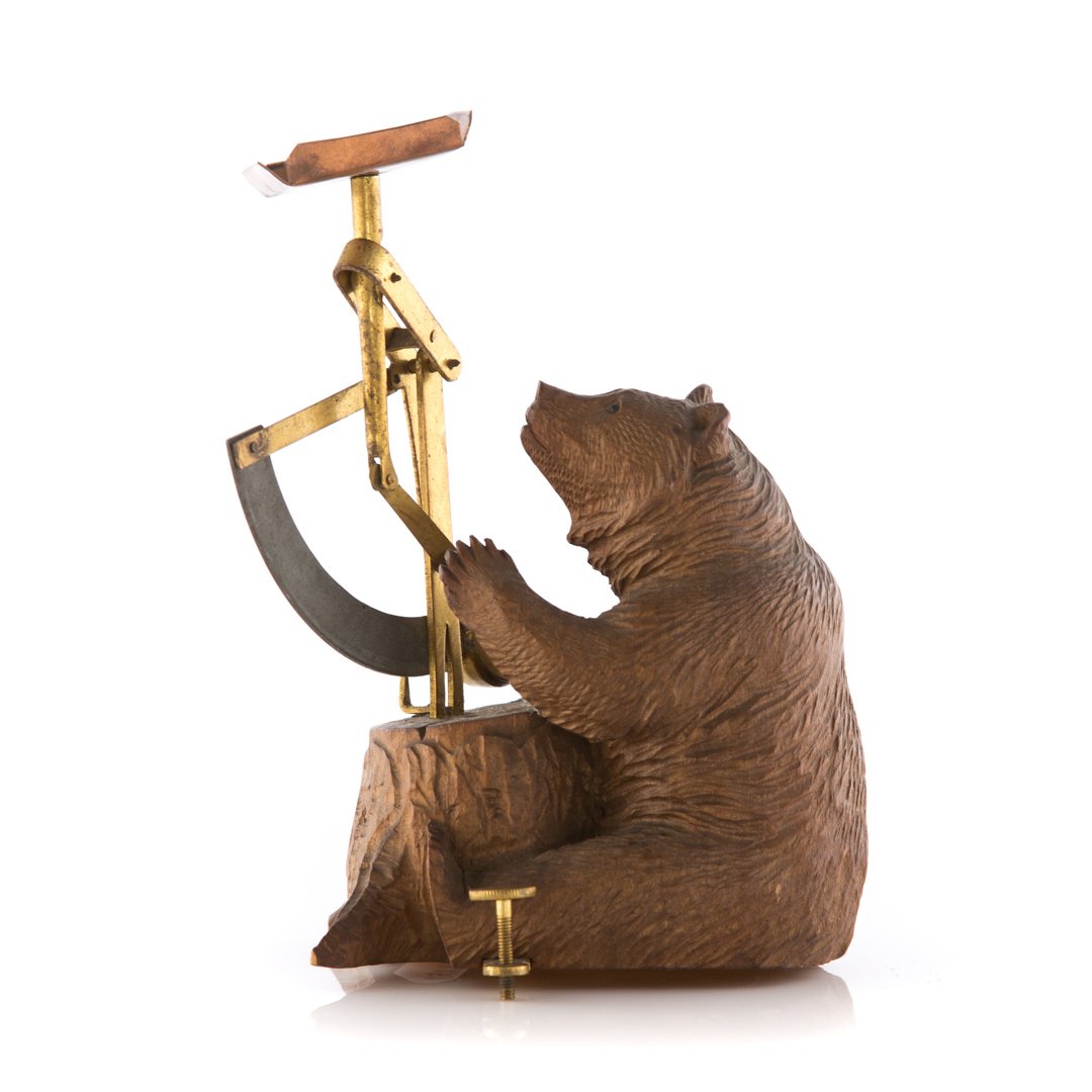 Black Forest carved walnut figural postal scale (1 of 3)