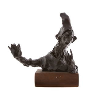 David Aronson Virtuoso bronze sculpture: (American, 1923-2015); modeled as bearded man with cap, signed, 5/200, with foundry mark, mounted on base, 13 in. H.