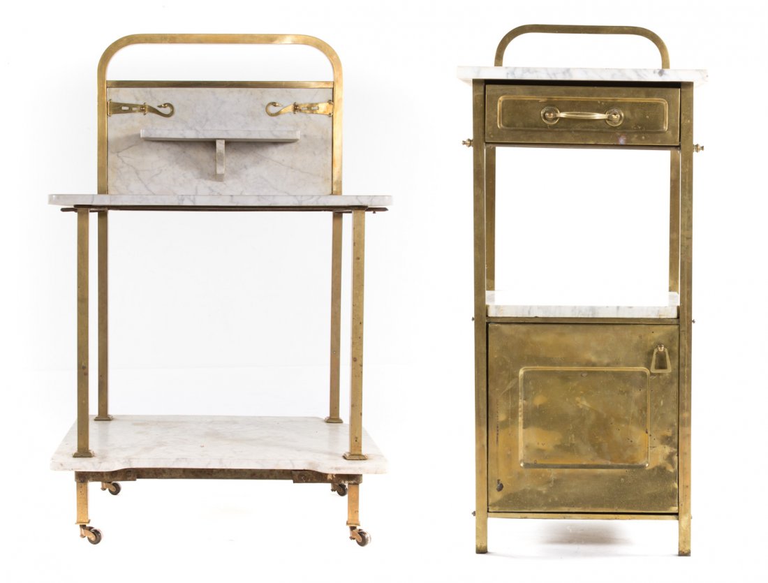 Edwardian brass & marble wash stand and side table (1 of 8)