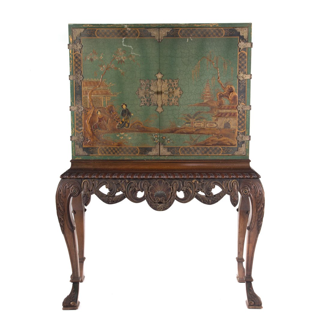 Charles II style japanned cabinet on stand (1 of 5)