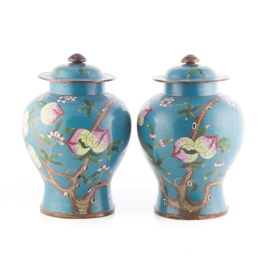 Pair Chinese cloisonne enamel jars (1 of 4)