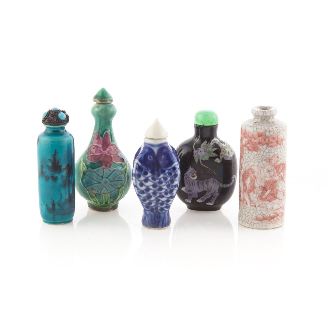 Five Chinese porcelain snuff bottles (1 of 3)