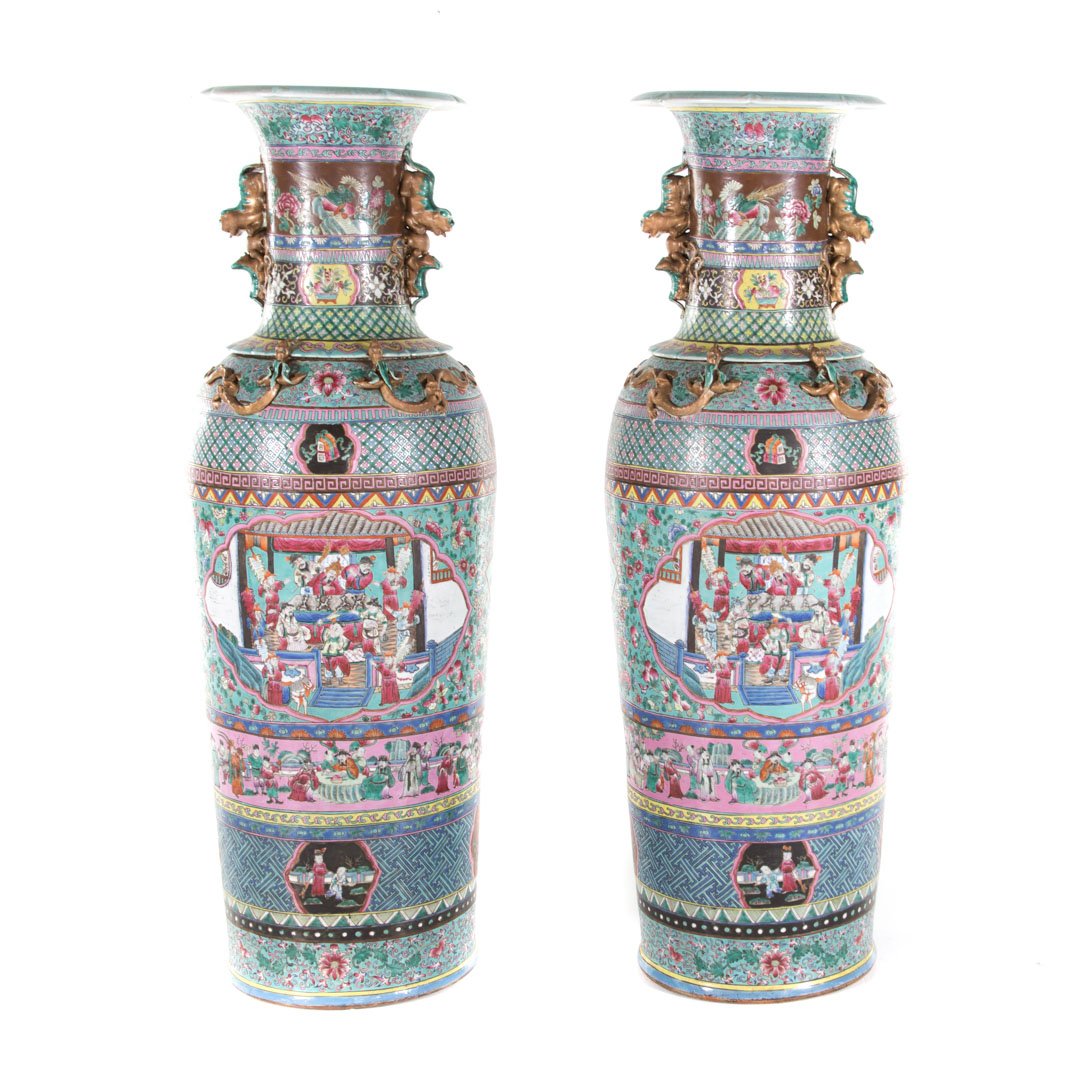 Pair Chinese Export monumental Famille Rose vases (1 of 8)