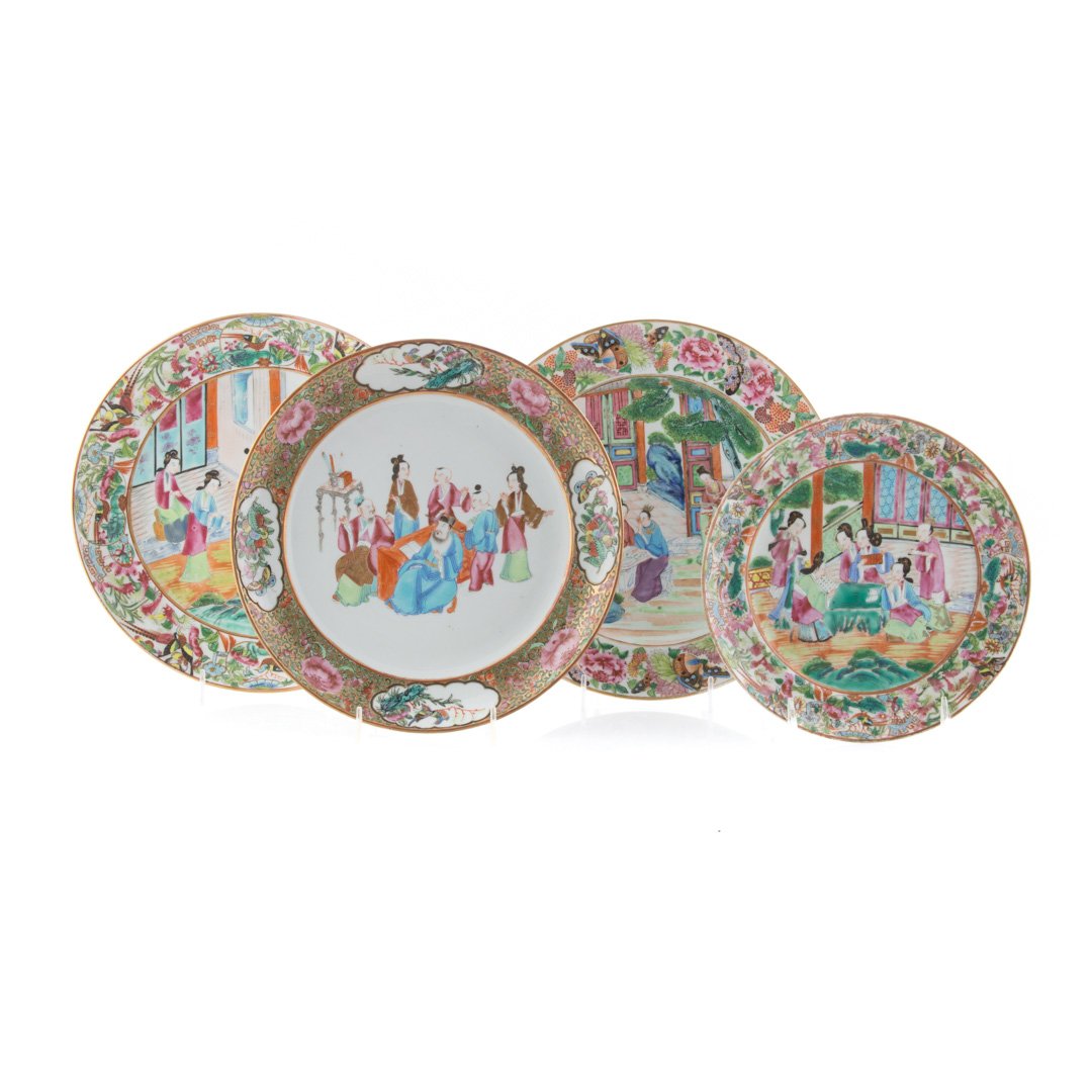 Four Chinese Export Rose Mandarin plates (1 of 6)