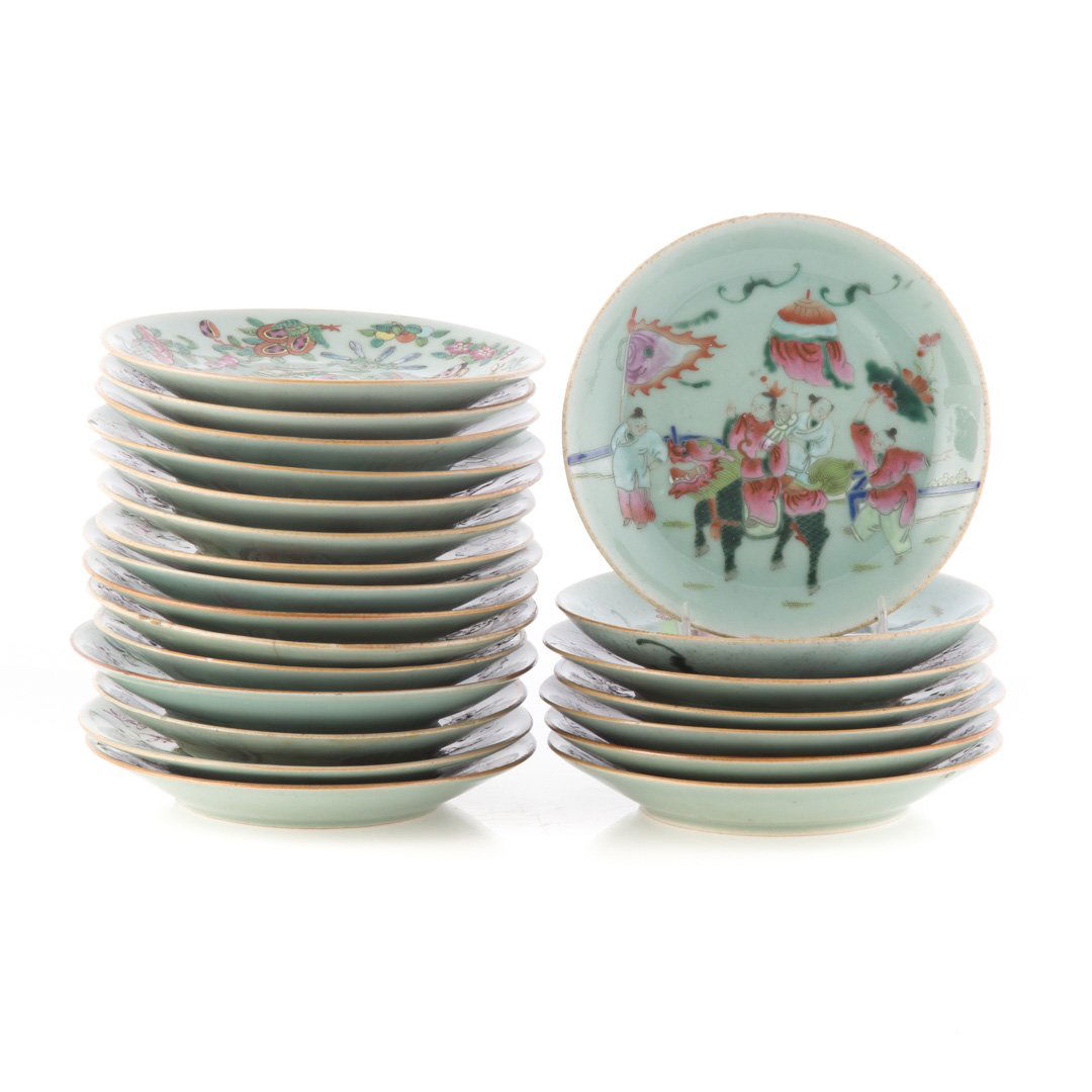 22 Chinese Export celadon dessert plates (1 of 4)