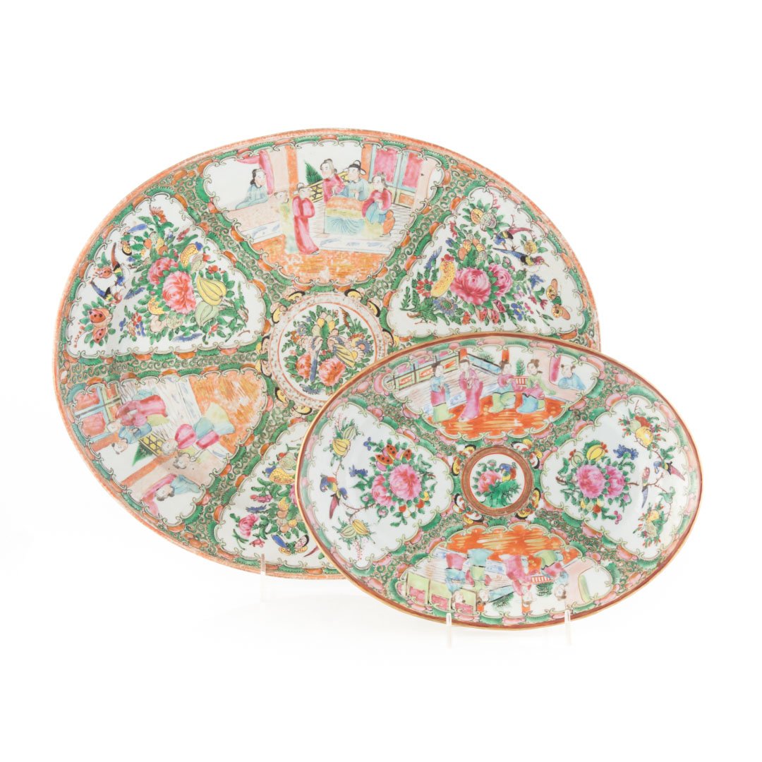 Two Chinese Export Rose Medallion platters (1 of 5)