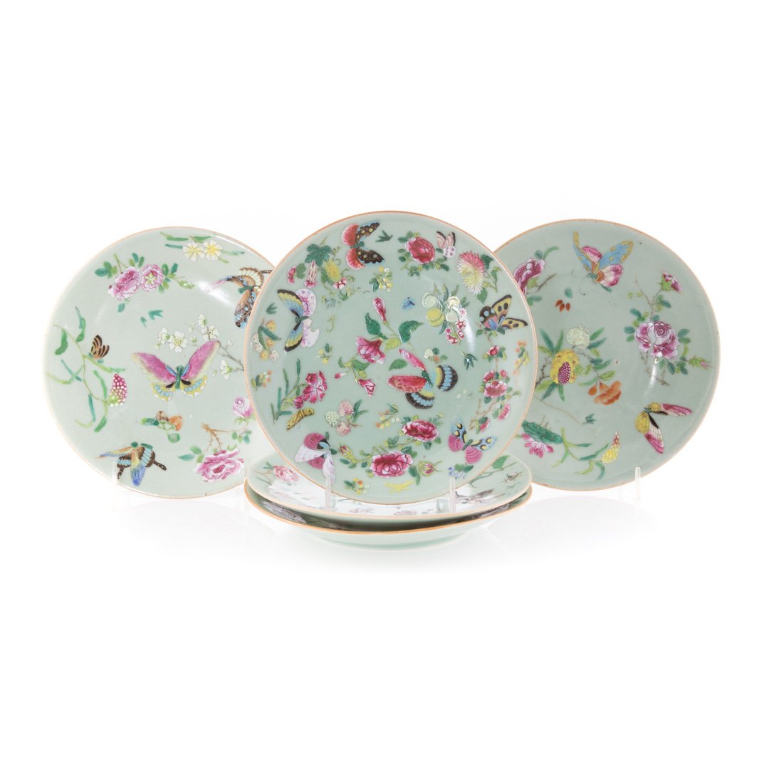 Five Chinese Export celadon luncheon plates (1 of 5)