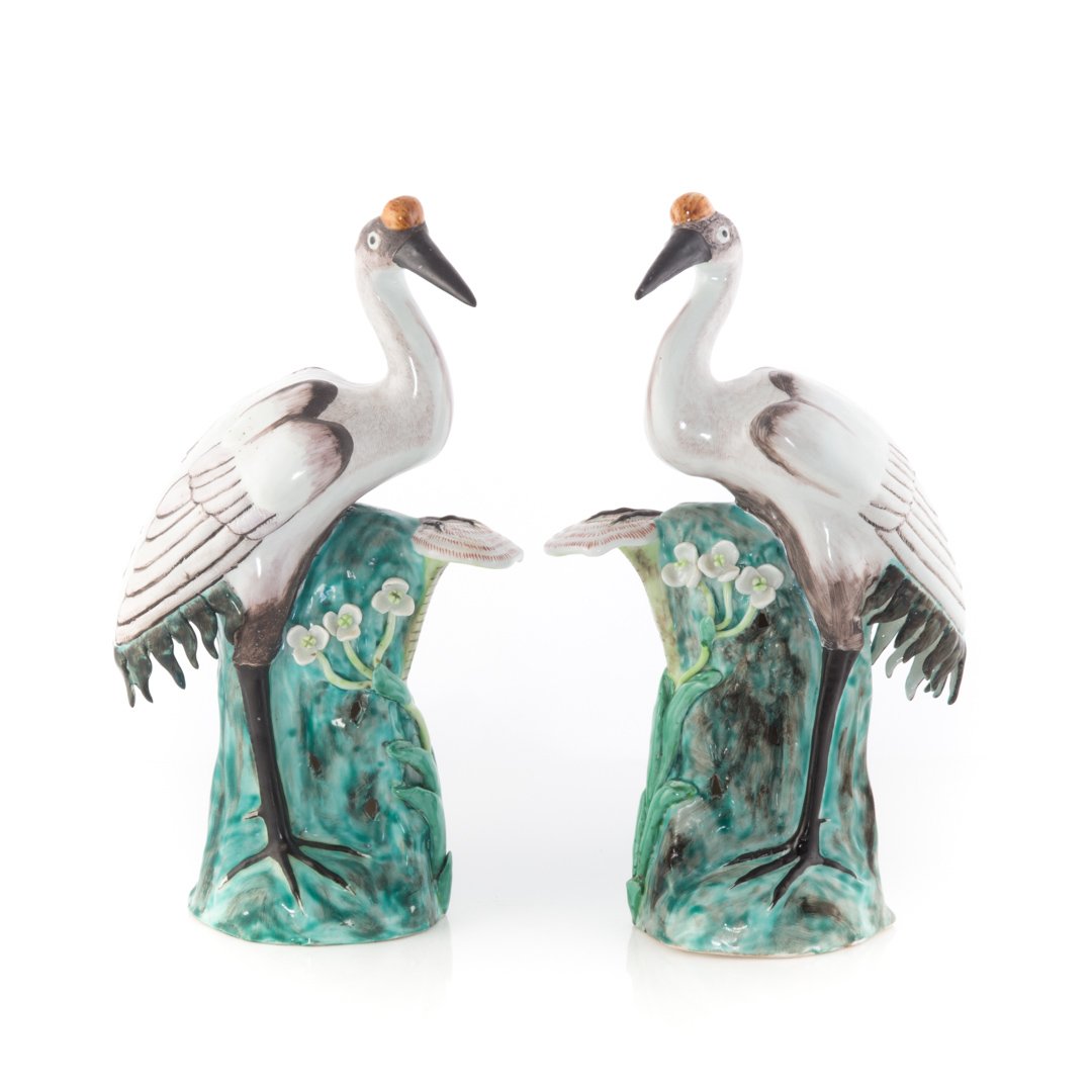 Pair Chinese Export cranes (1 of 3)