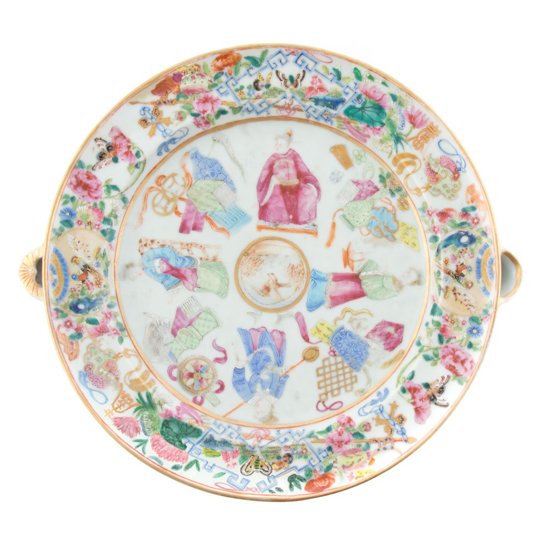 Chinese Export Rose Mandarin hot water plate (1 of 6)