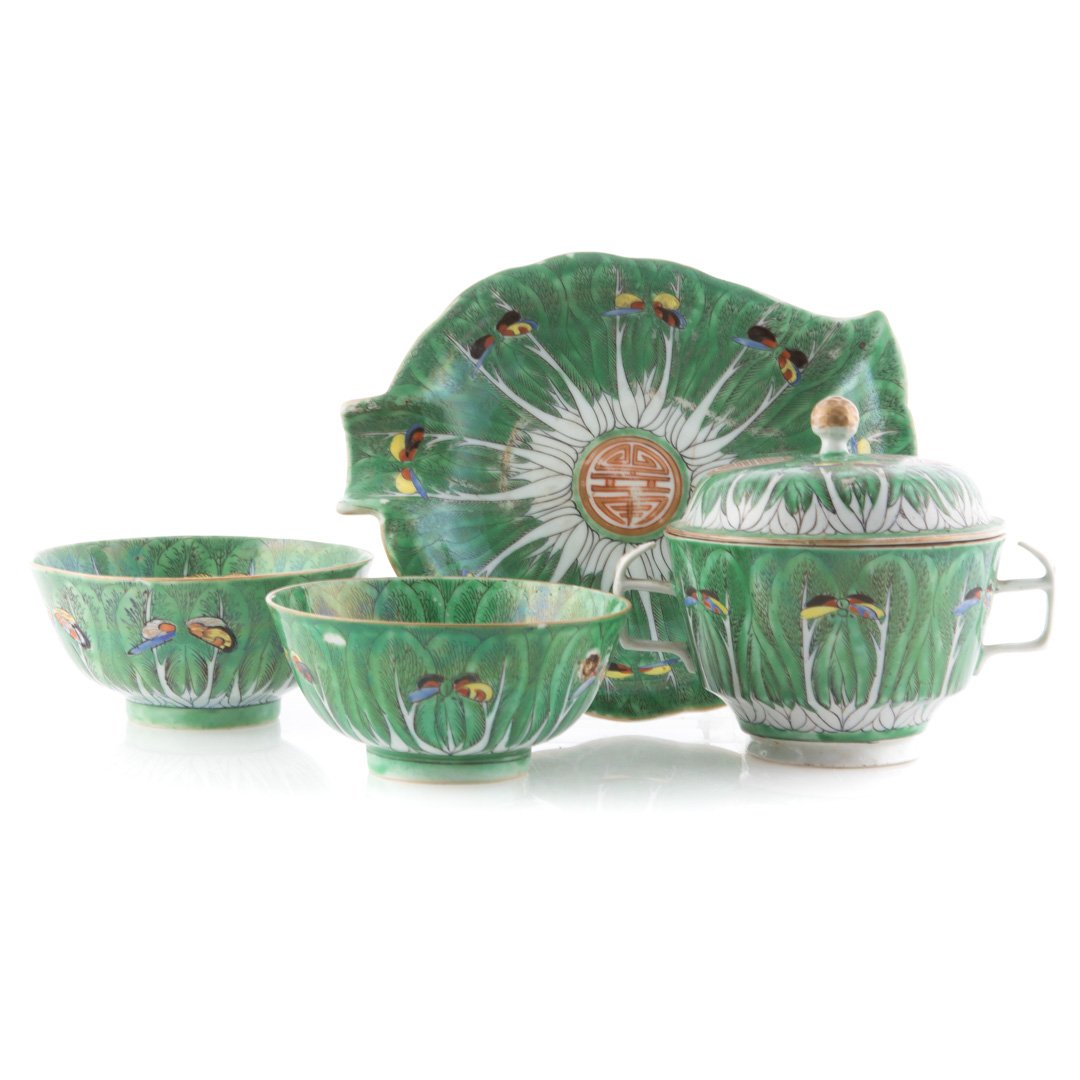 Four Chinese Export Cabbage Leaf table articles (1 of 6)
