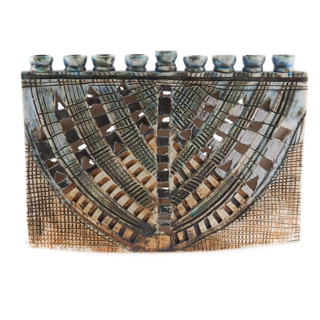 Rotem glazed ceramic menorah (1 of 4)