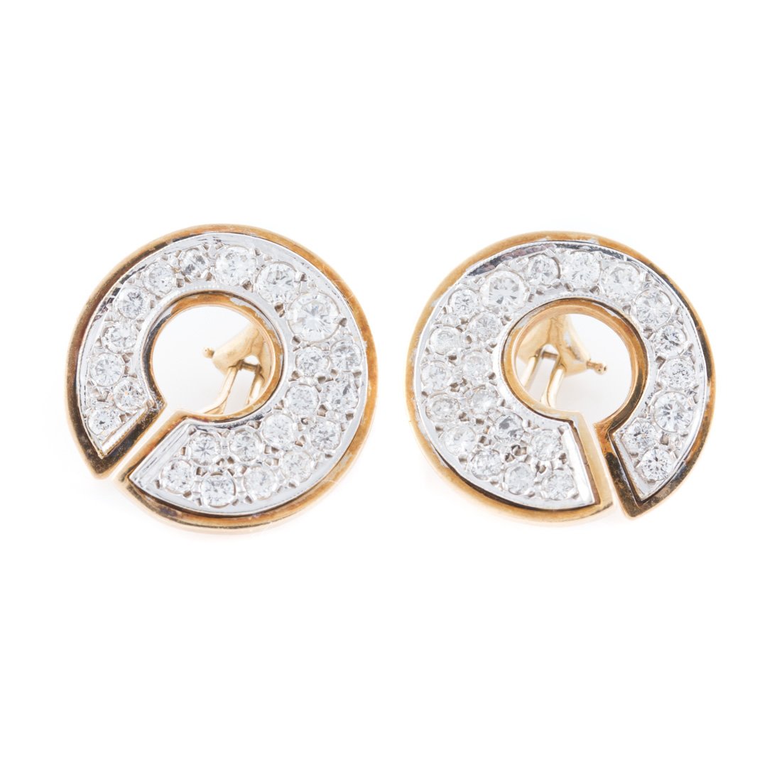 A Pair of Lady's Pave Diamond Open Circle Earrings (1 of 3)